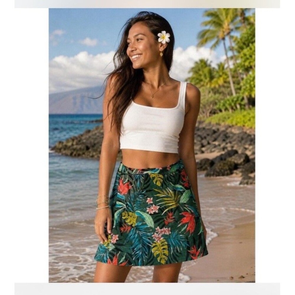 Ripskirt Hawaii Wrap Mini Skirt Length 2 Sz XL Tropical Bali Jungle Print Summer